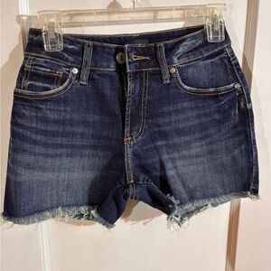 Silver Jeans Indigo Frayed Hem Cutoff Denim Shorts